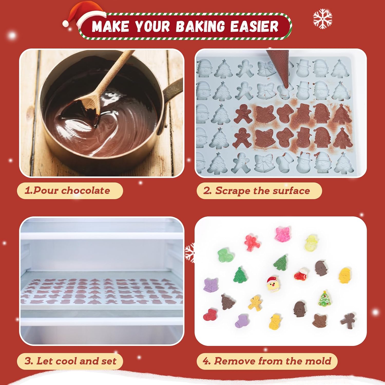 Detalle de LUBOXIN Christmas Silicone Mould 72 cavities