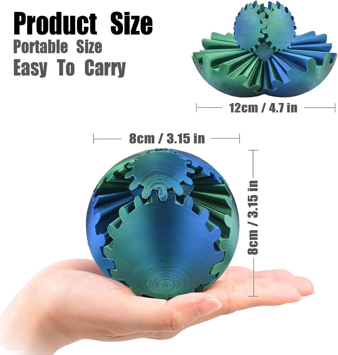 Thumbnail 4 de Impossible Gearsphere Age 3+, 3D Printed Gear Sphere Fidget Toy (Steampunk Whirling Wonder)