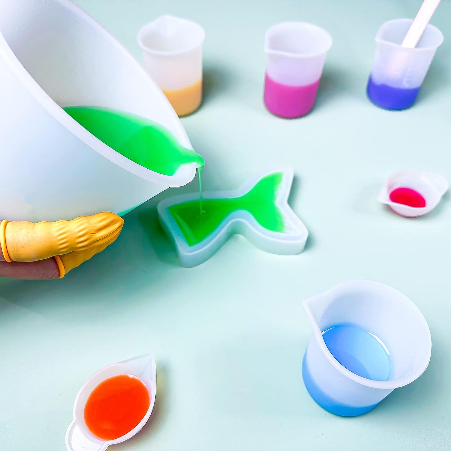 Detalle de Sjubaopen 600ml&100ml Silicone Measuring Cups for Resin, Epoxy & Baking