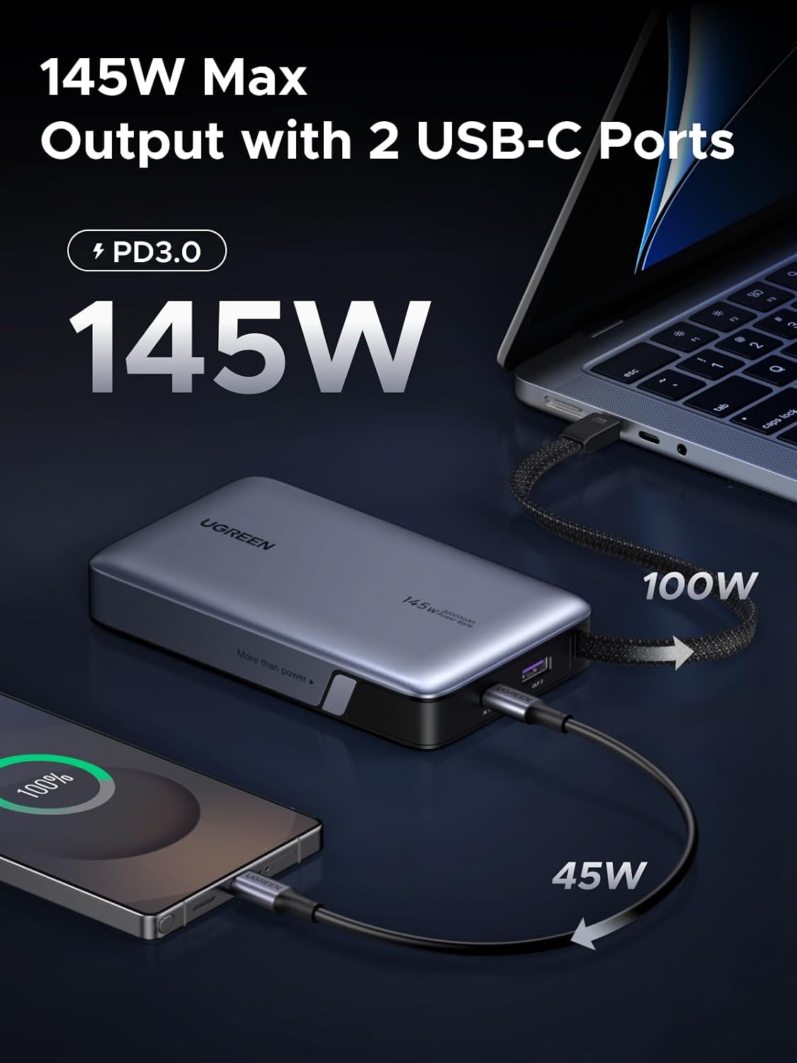 Detalle 2 de UGREEN Nexode power bank, 20000mAh fast charge