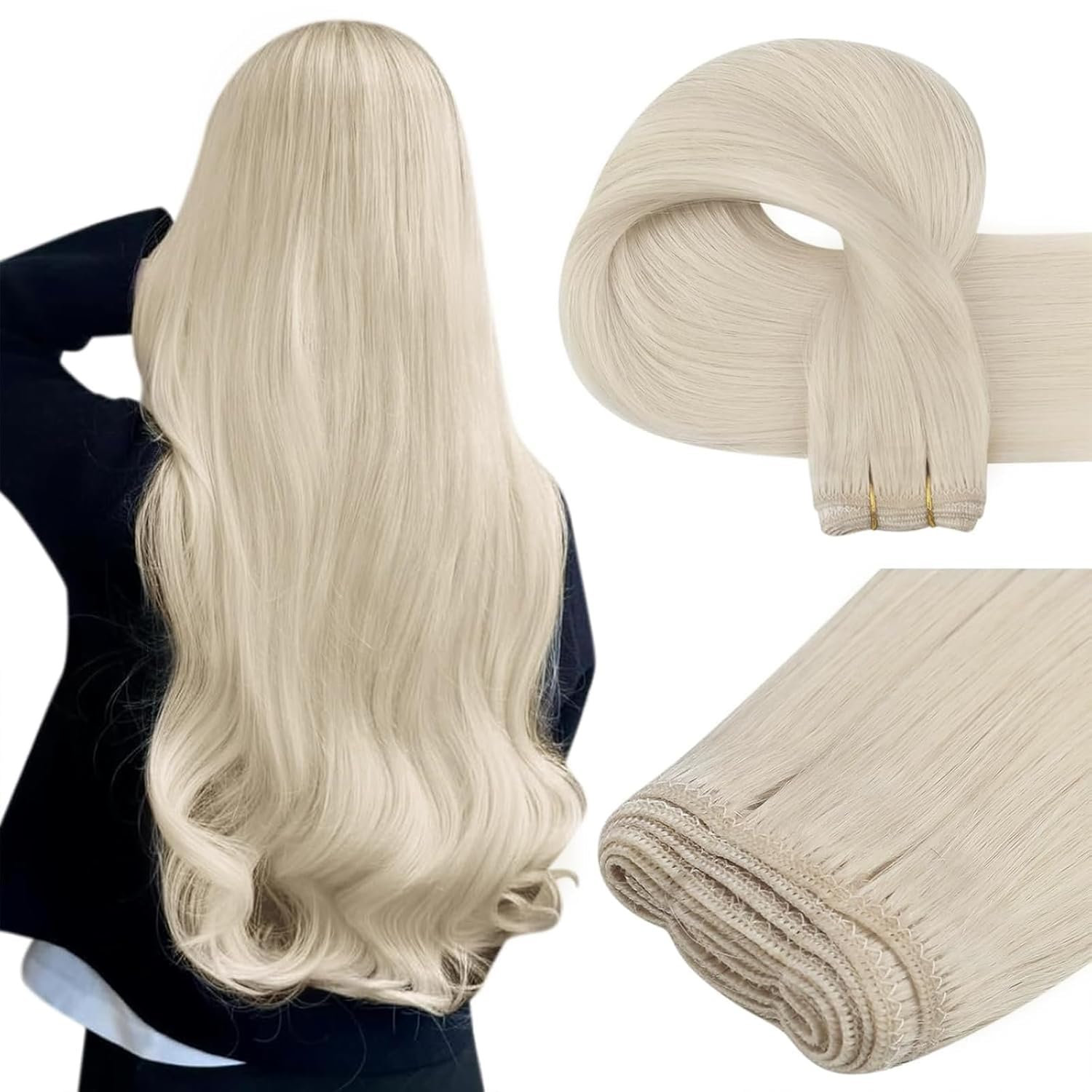 Detalle de Easyouth Blond Echthaar Tressen 50 cm