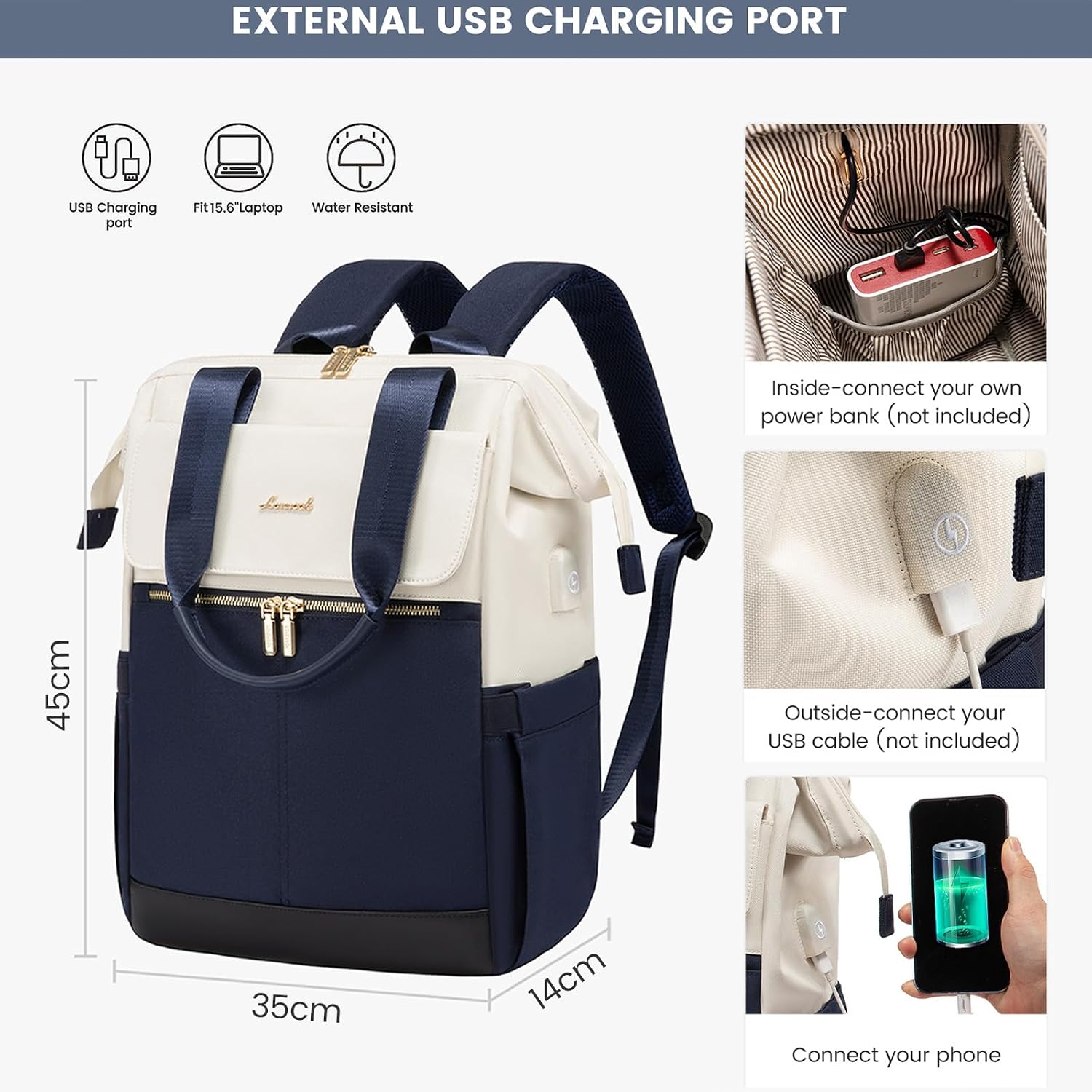 Thumbnail 6 de LOVEVOOK Sac à dos 15,6 pouces pour femme
