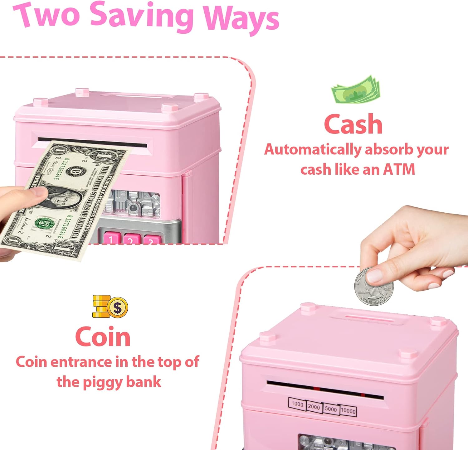 Detalle 2 de Kids Piggy Bank Electronic ATM 600 Coins 🐷