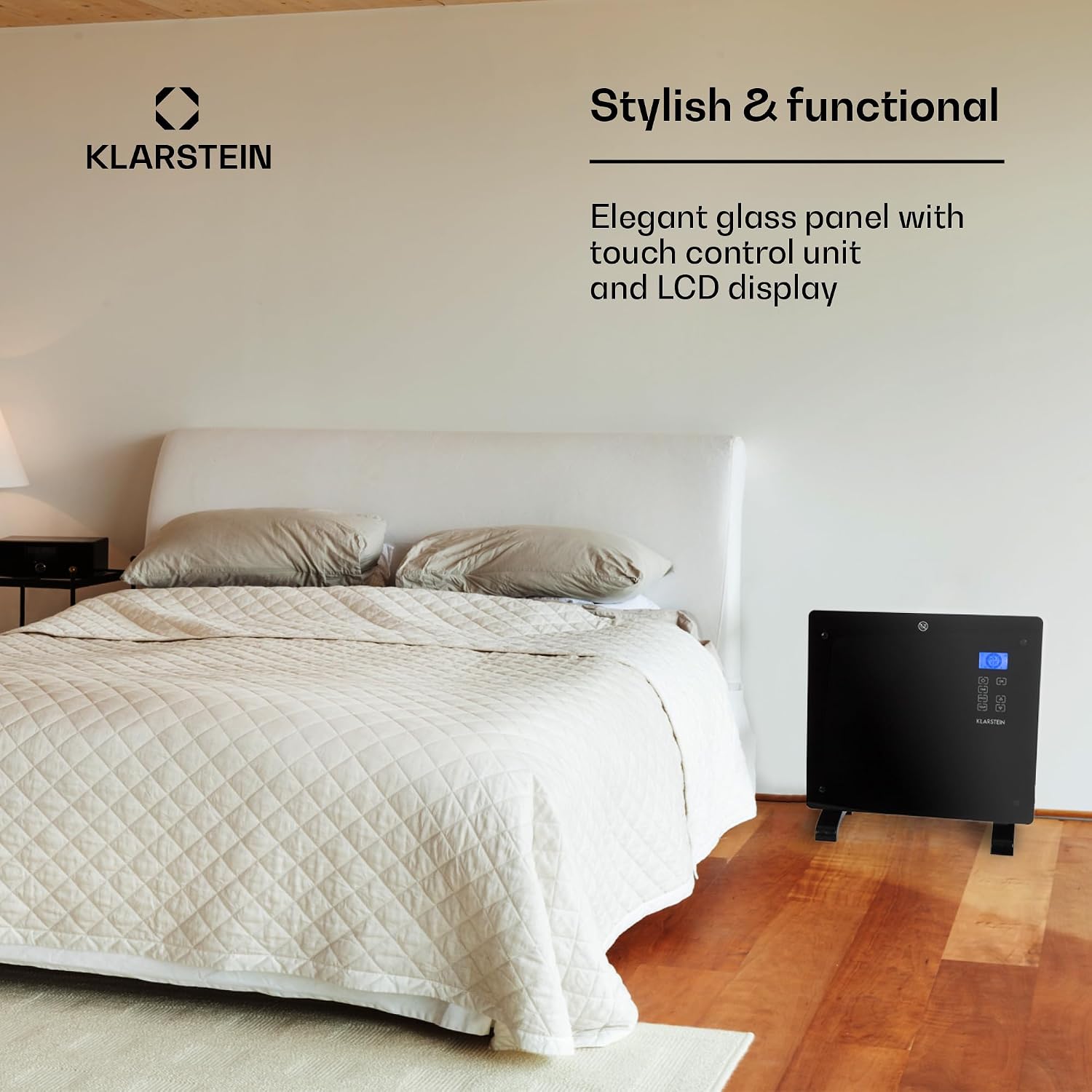 Detalle de Klarstein Norderney konvektor 1 000 W med timer och flexibel montering