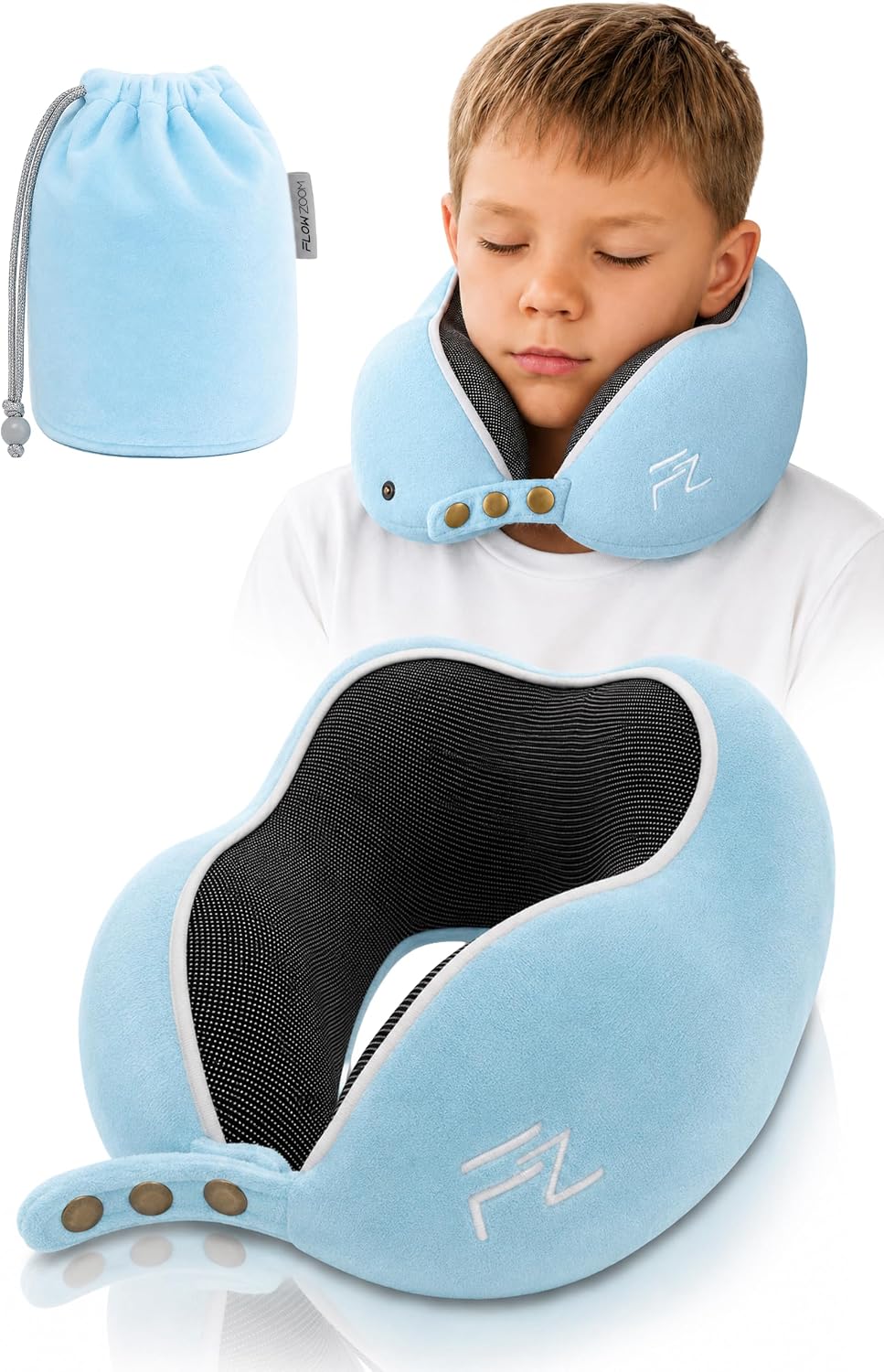 Detalle de FLOWZOOM Comfy Kids Almohada de Viaje ✈️ para Niños Mayores de 6 Años