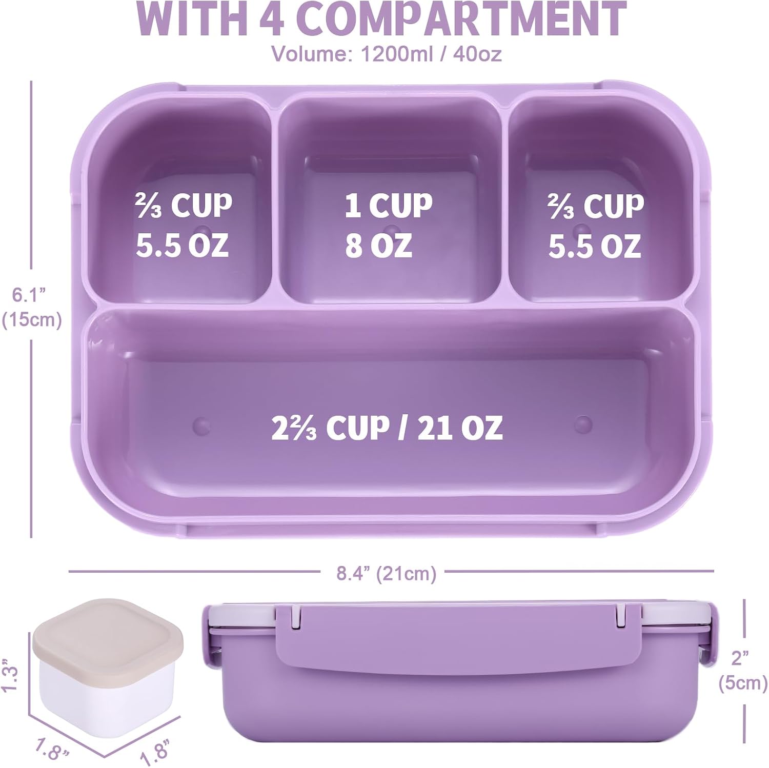 Detalle 2 de Bento Box Adult Lunch Box 40 oz lunch container 🍱