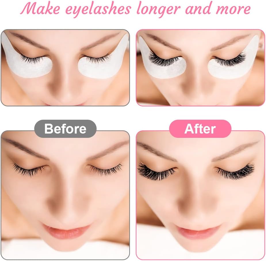 Detalle 2 de URAQT Patch Occhi Extension: 50 paia di gel eye pads con 10 scovolini per ciglia finte
