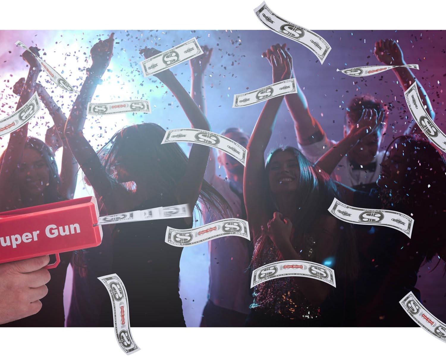 Detalle 2 de Super Money Gun Jouet d'argent – Pistolet à billets pour fête