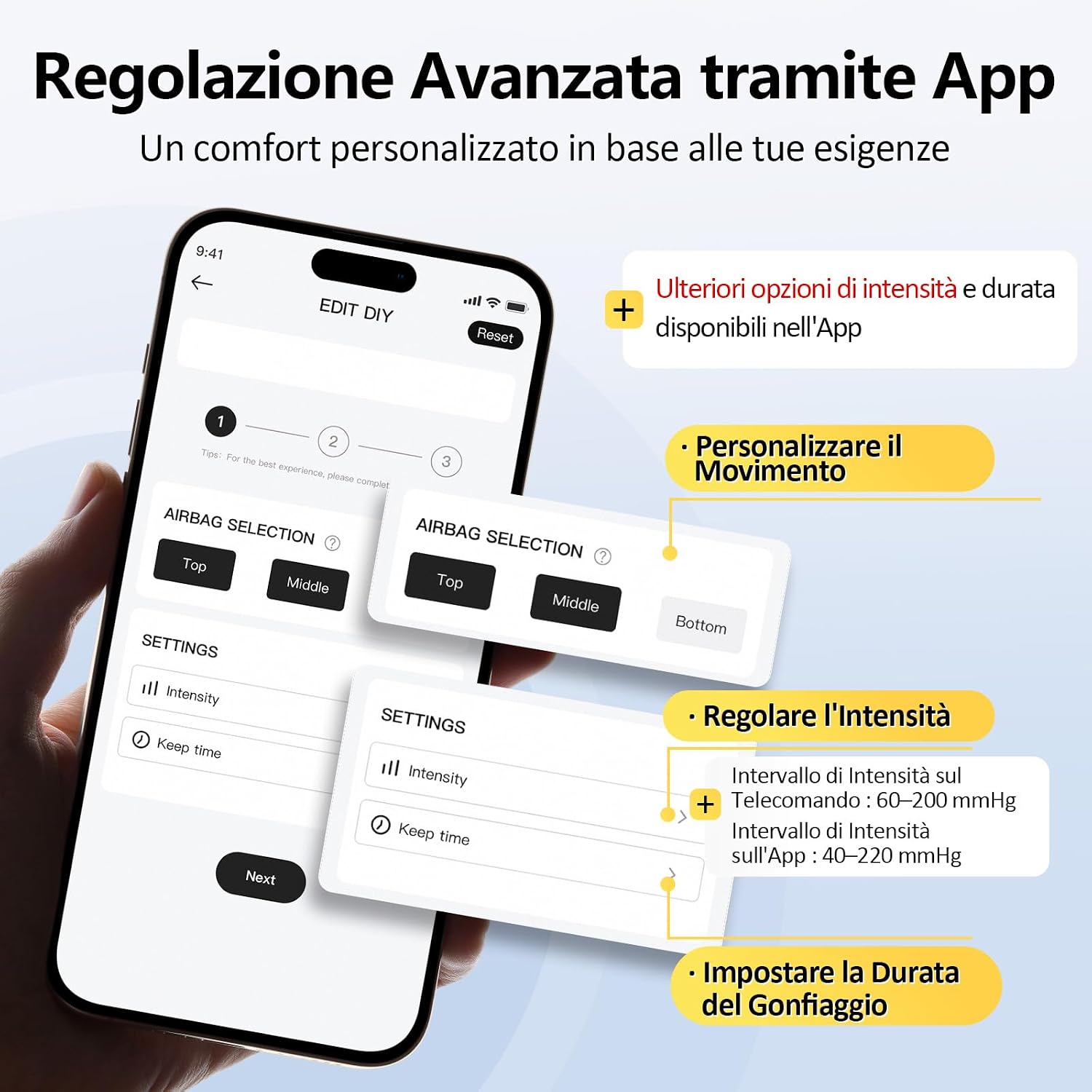 Detalle de Comfytemp Wireless Massaggiatore Per Gambe: Massaggio Pneumatico, Riscaldamento e Controllo App