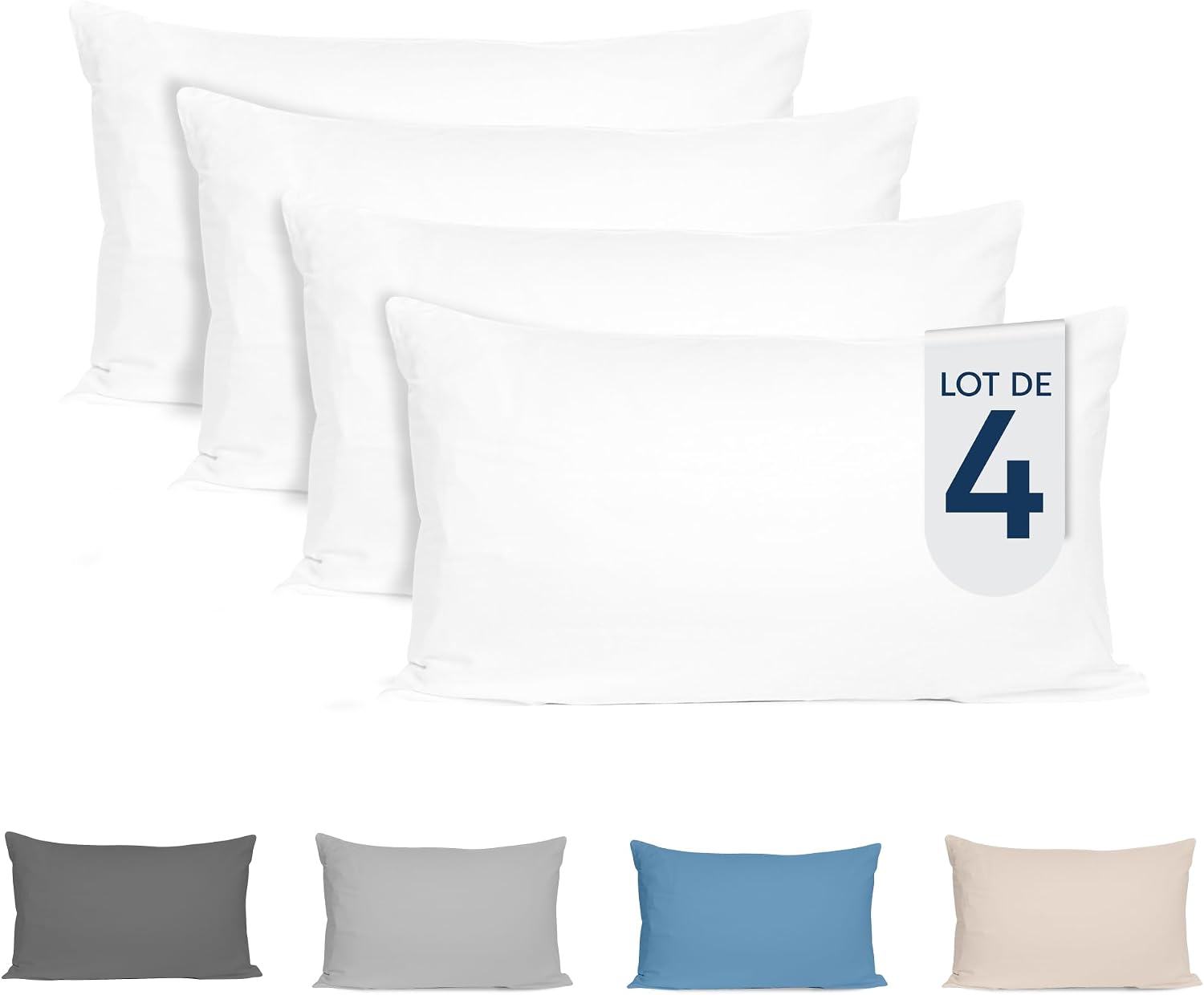 Taie d’oreiller coton 40x80 Dreamzie, lot de 4