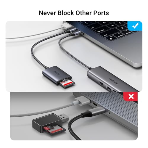Detalle de UGREEN SD Card Reader USB C 170MB/s Dual-Slot Adapter (TF/SD) – High-Speed USB-C Card Reader
