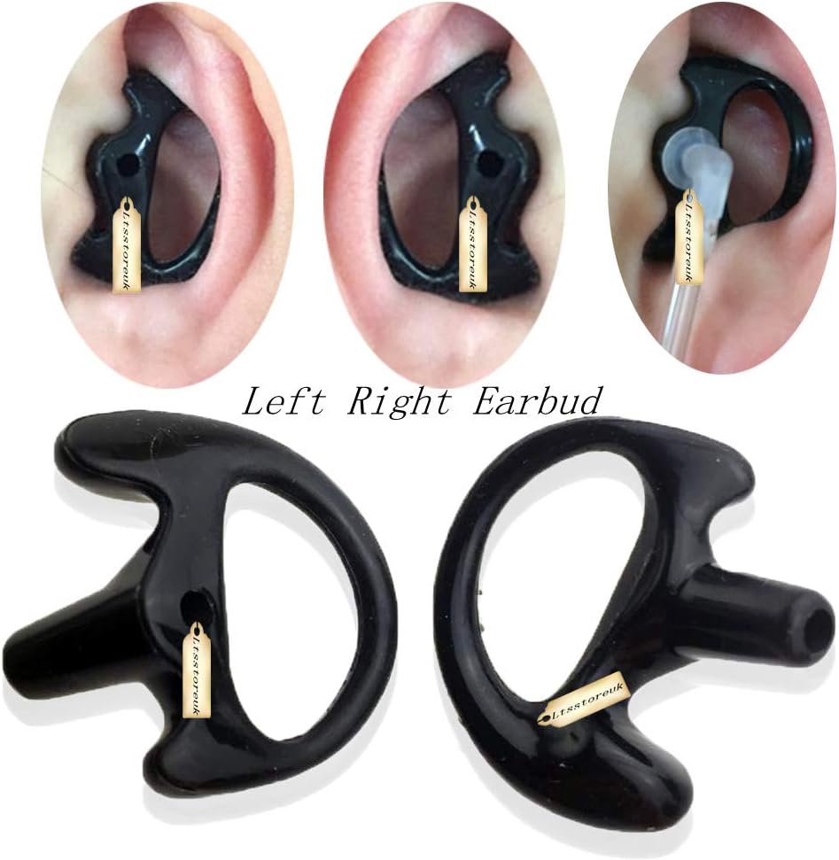 Thumbnail 3 de 2 Way Radio Earmold Black Medium Soft Rubber Earbuds + Replacement Black Coil Audio Tube for Motorola, Kenwood, Baofeng Radios (Left & Right)