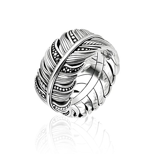 Detalle de Thomas Sabo Femme Bague Plume pavé Argent Sterling 925 Noirci (TR2159-643-11)