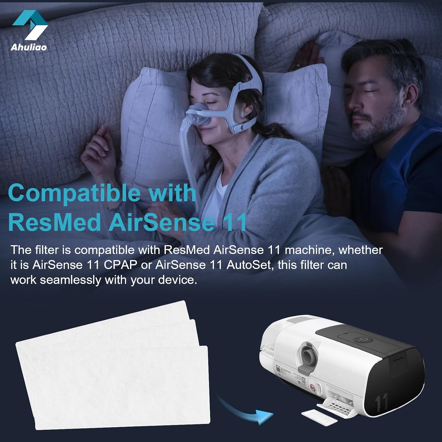 Detalle de ResMed AirSense 11用交換フィルター 60個入り ポリエステル不織布製
