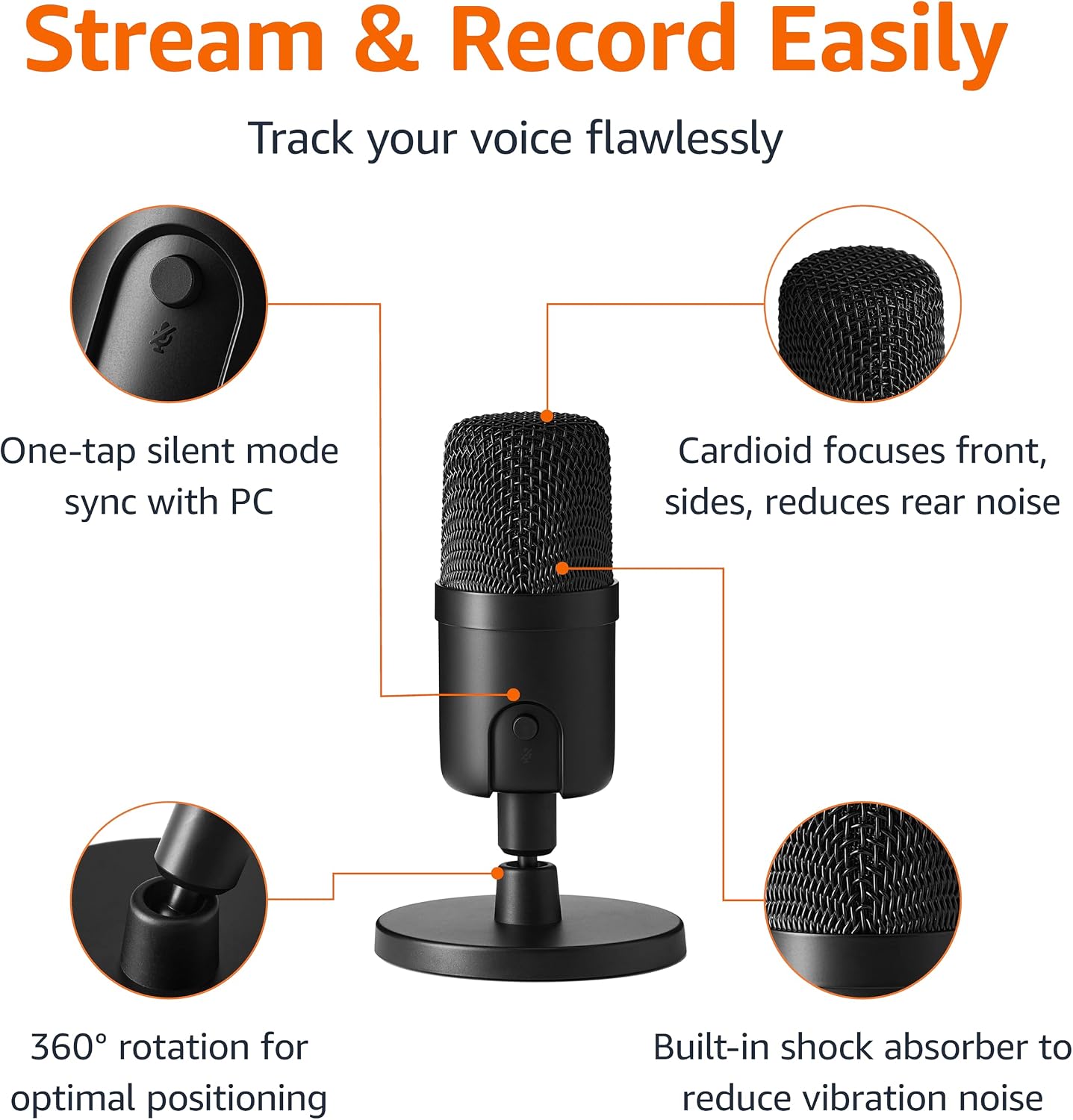 Thumbnail 1 de USB condenser mic for streaming, 14mm diaphragm
