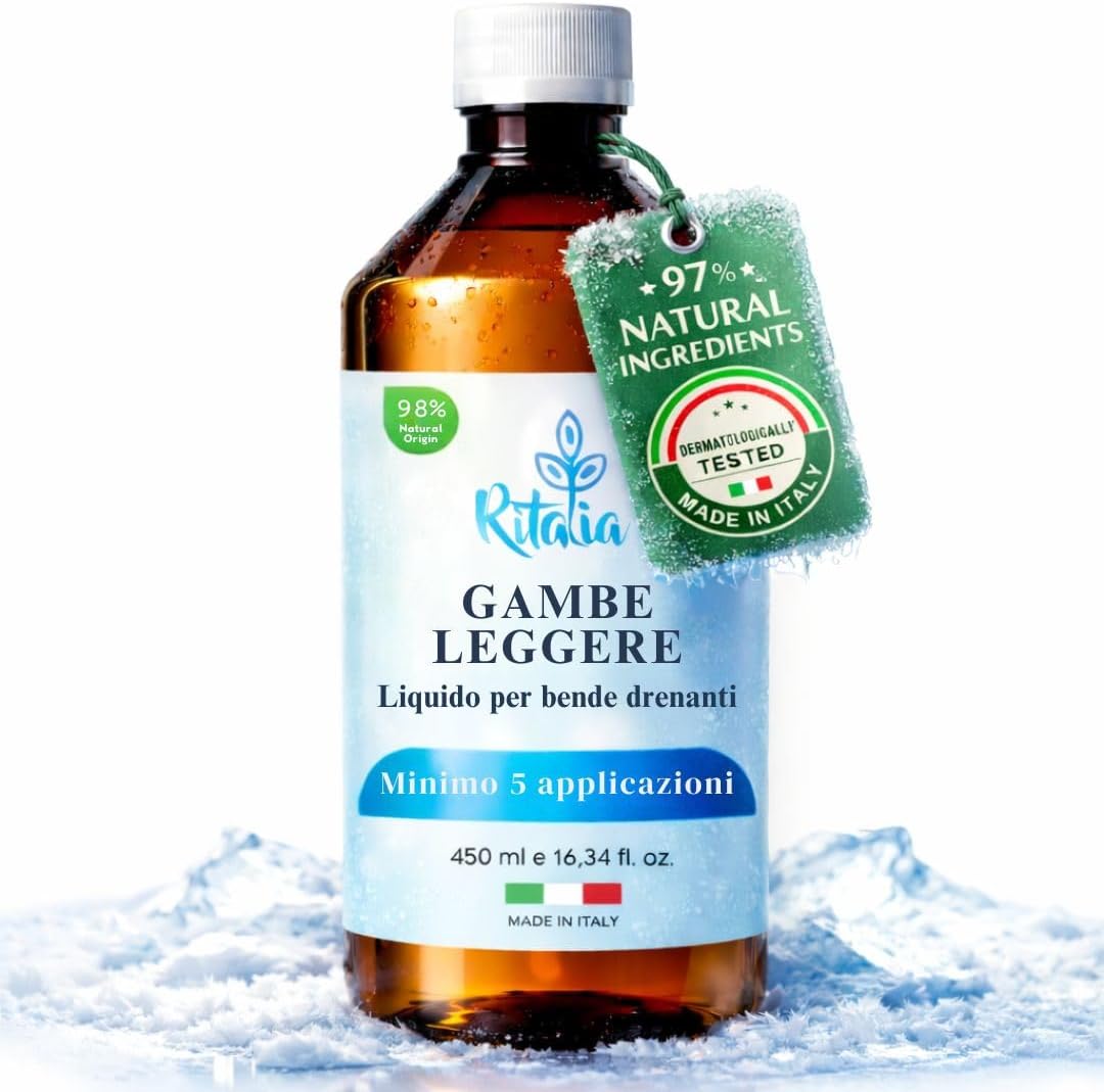 Thumbnail 6 de Ritalia Bendaggi drenanti per gambe con effetto freddo (mentolo, zenzero, caffeina) – 2 bende da 10 m