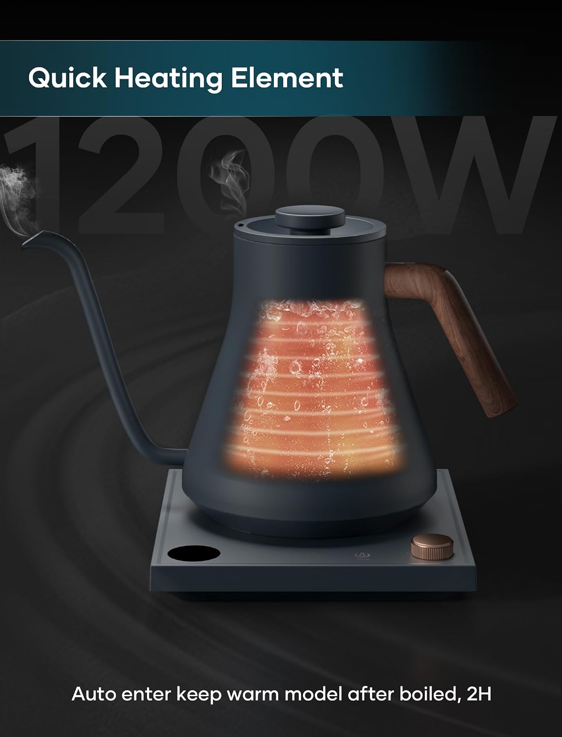 Detalle de intasting CEK-204 Gooseneck Electric Kettle, 0.9 L, ±1°F Temperature Control