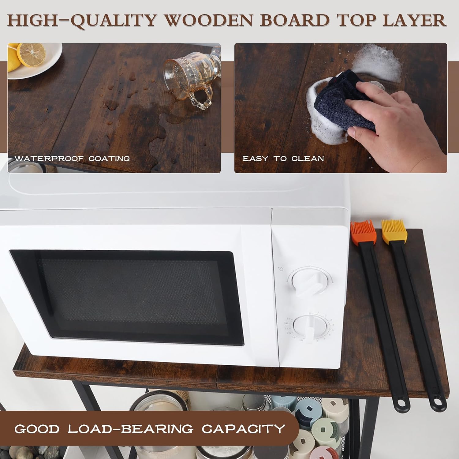 Thumbnail 2 de FIOCNOLE Kitchen Cart with Rustic Wood Top