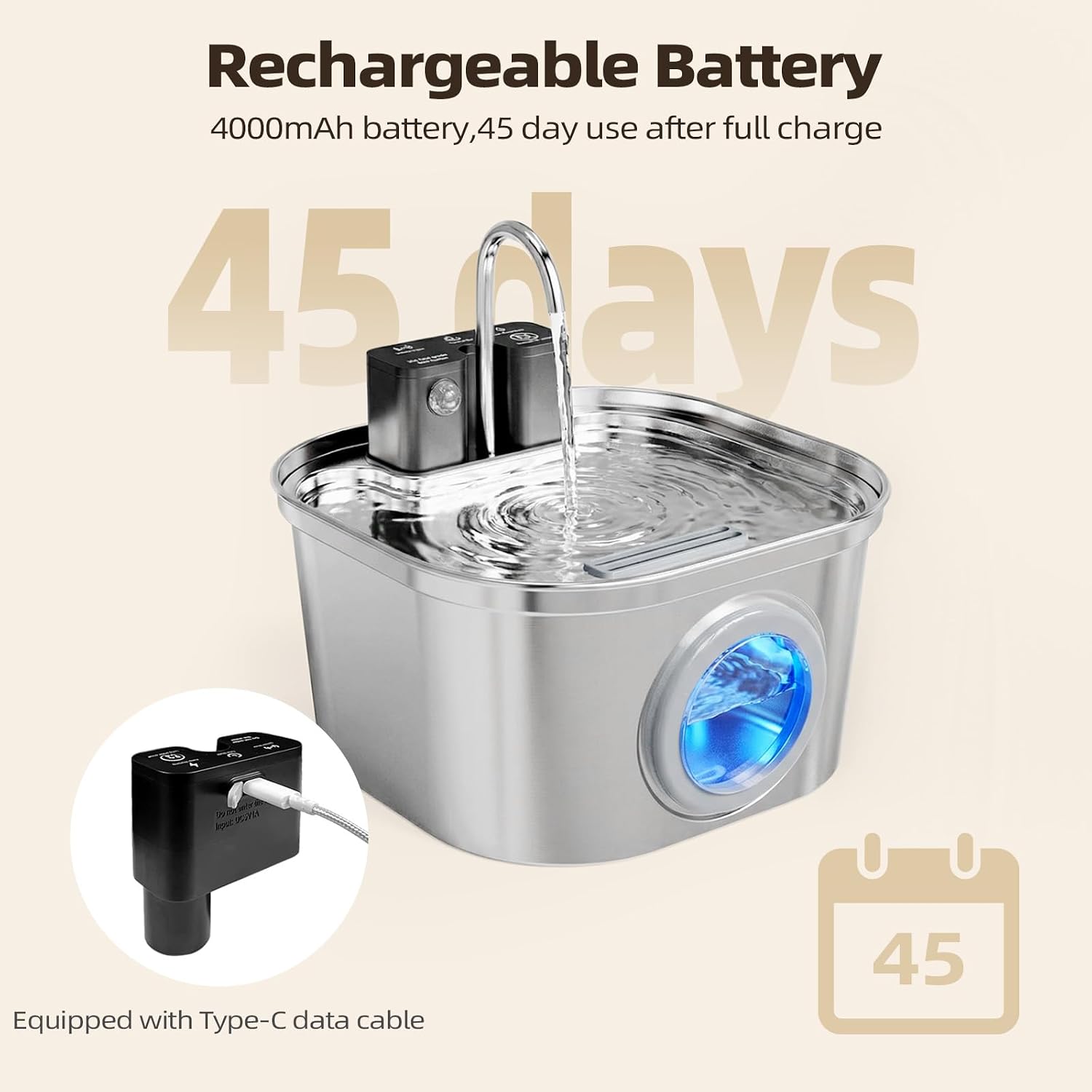 Detalle 2 de Wireless Cat Water Fountain 3.2 L