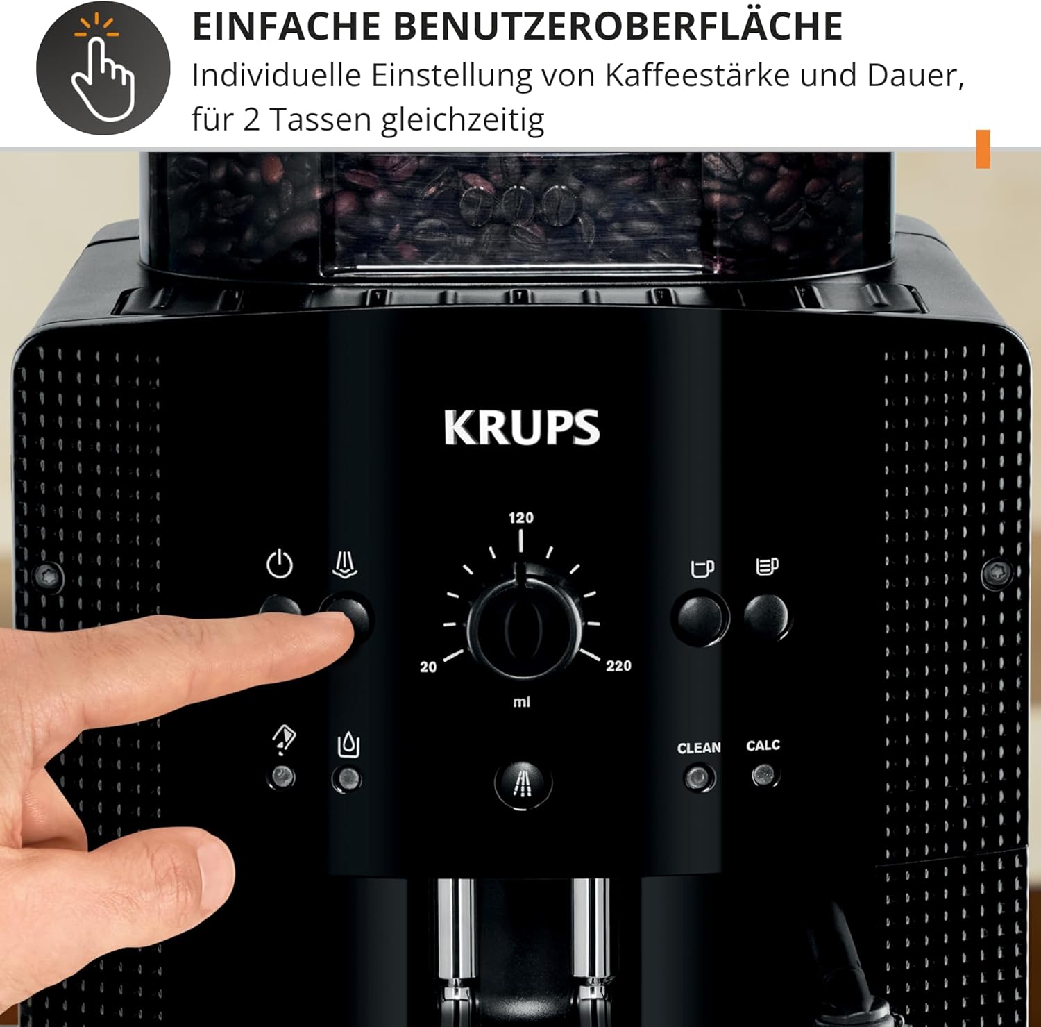 Detalle de KRUPS Arabica Picto Kaffeevollautomat EA810870 – kompakt, intuitiv, Milchschaum inklusive