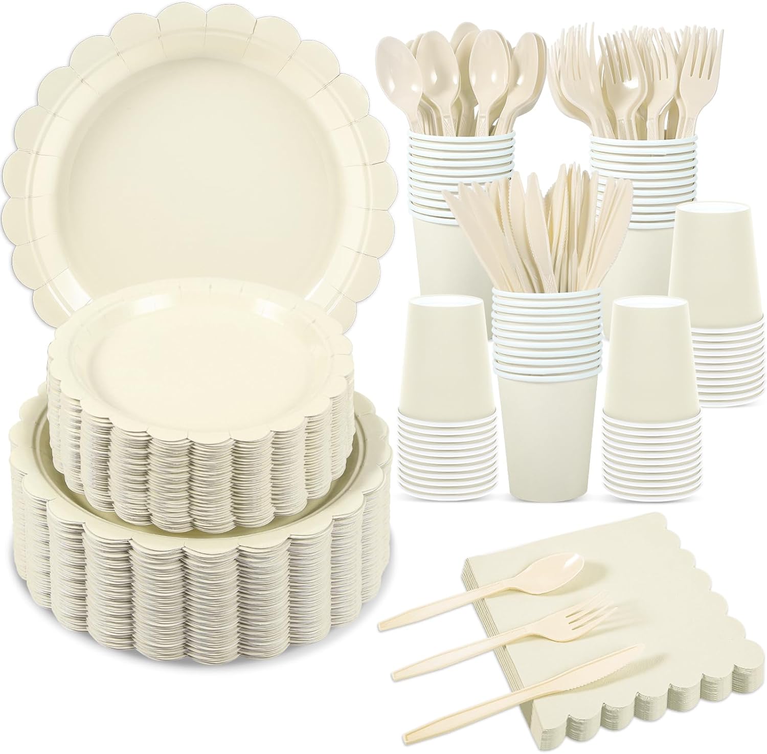 Detalle de Xiangqu 350 Pc ivory dinnerware set