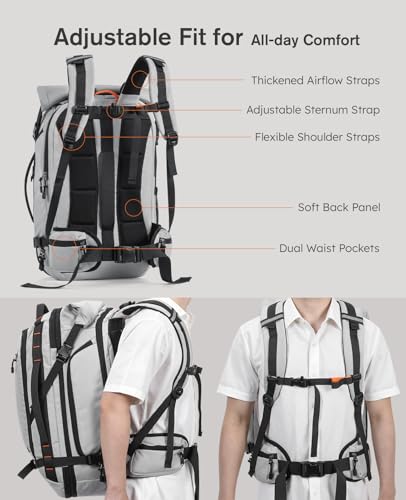 Thumbnail 5 de Tolaccea Mochila de viaje expandible 40L-55L con TSA y compartimento impermeable para portátil de 17,3