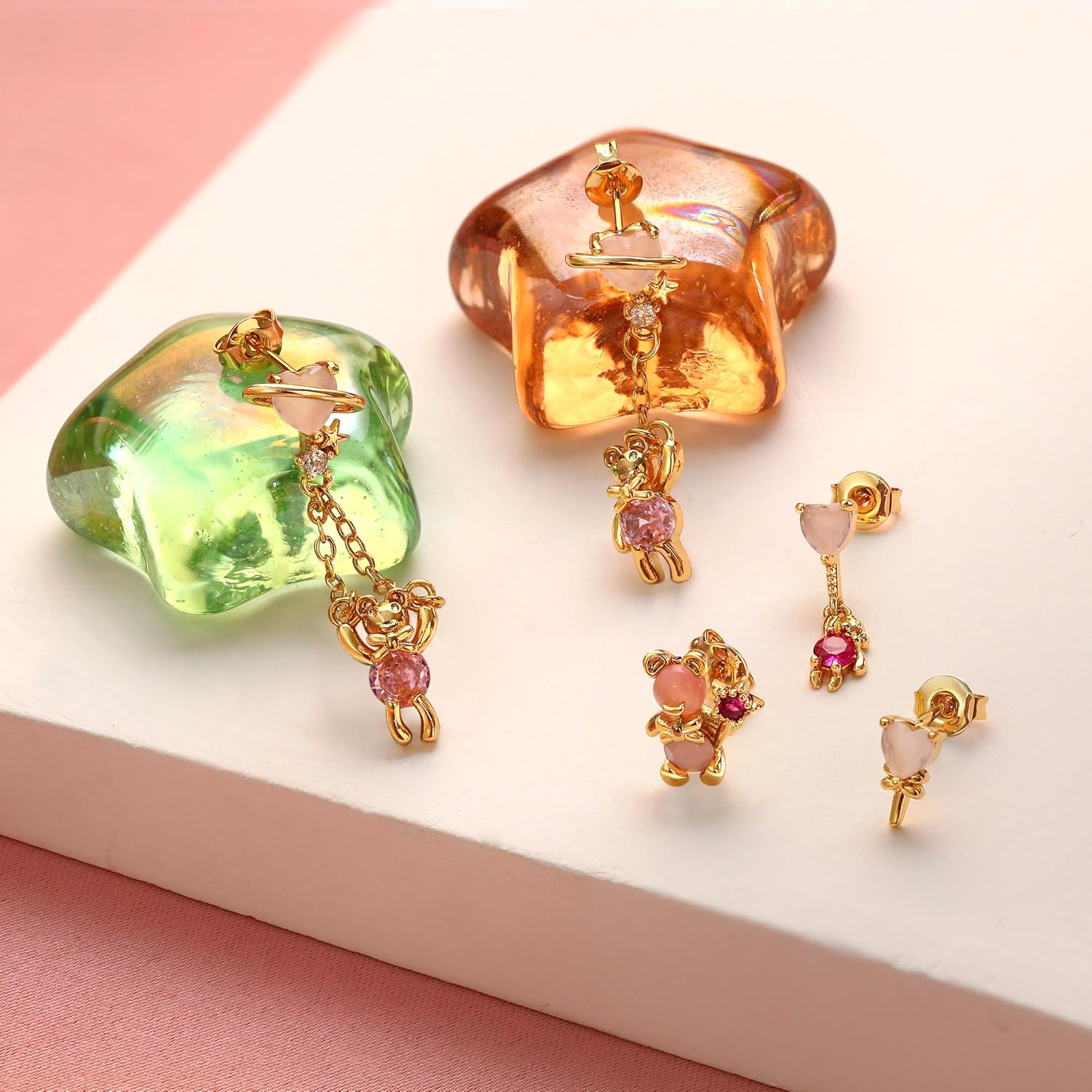 Thumbnail 4 de BodyBonita Ohrringe Silber 925 Set pink Herz