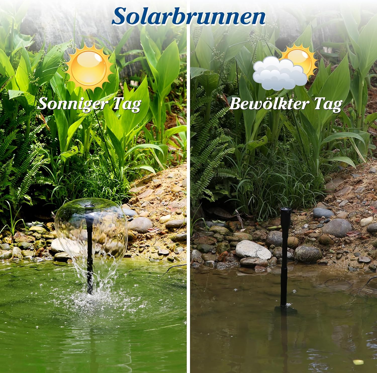 Detalle 2 de AMZtime Solar Springbrunnen Außen 10W – Verstellbarer Ständer, 4 Düsen, Teichpumpe für Garten