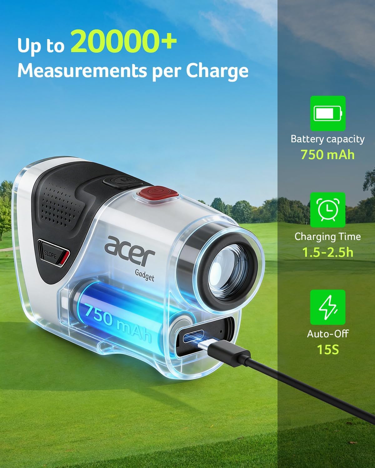 Thumbnail 5 de Acer Pro Golf Rangefinder with Slope Switch and Pin Lock: 1200-Yard Laser Precision