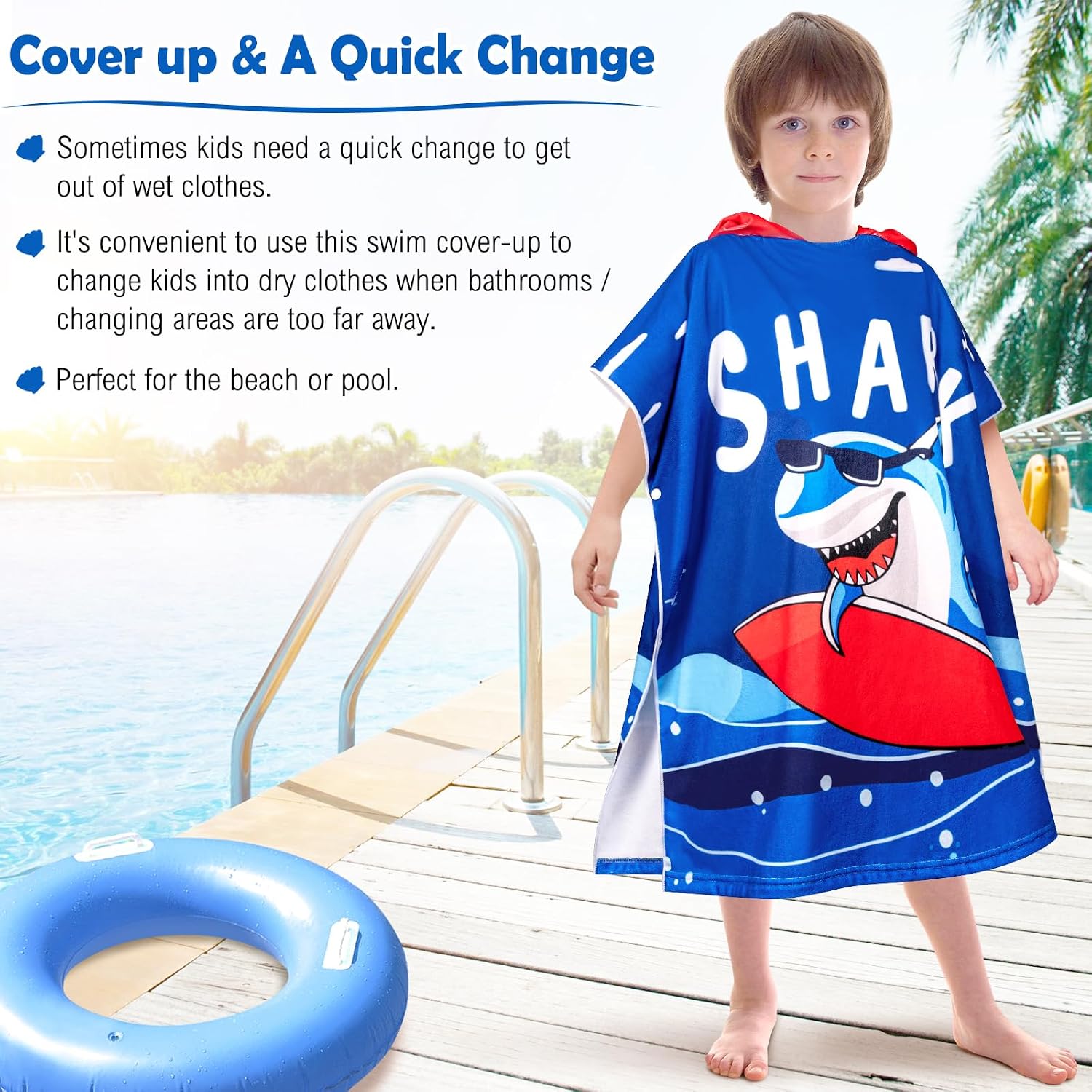 Thumbnail 6 de BTNEEU Poncho de Bain Enfant – Serviette de Bain à Capuche, Séchage Rapide et Gros Chouchou de Plage (6–12 ans)