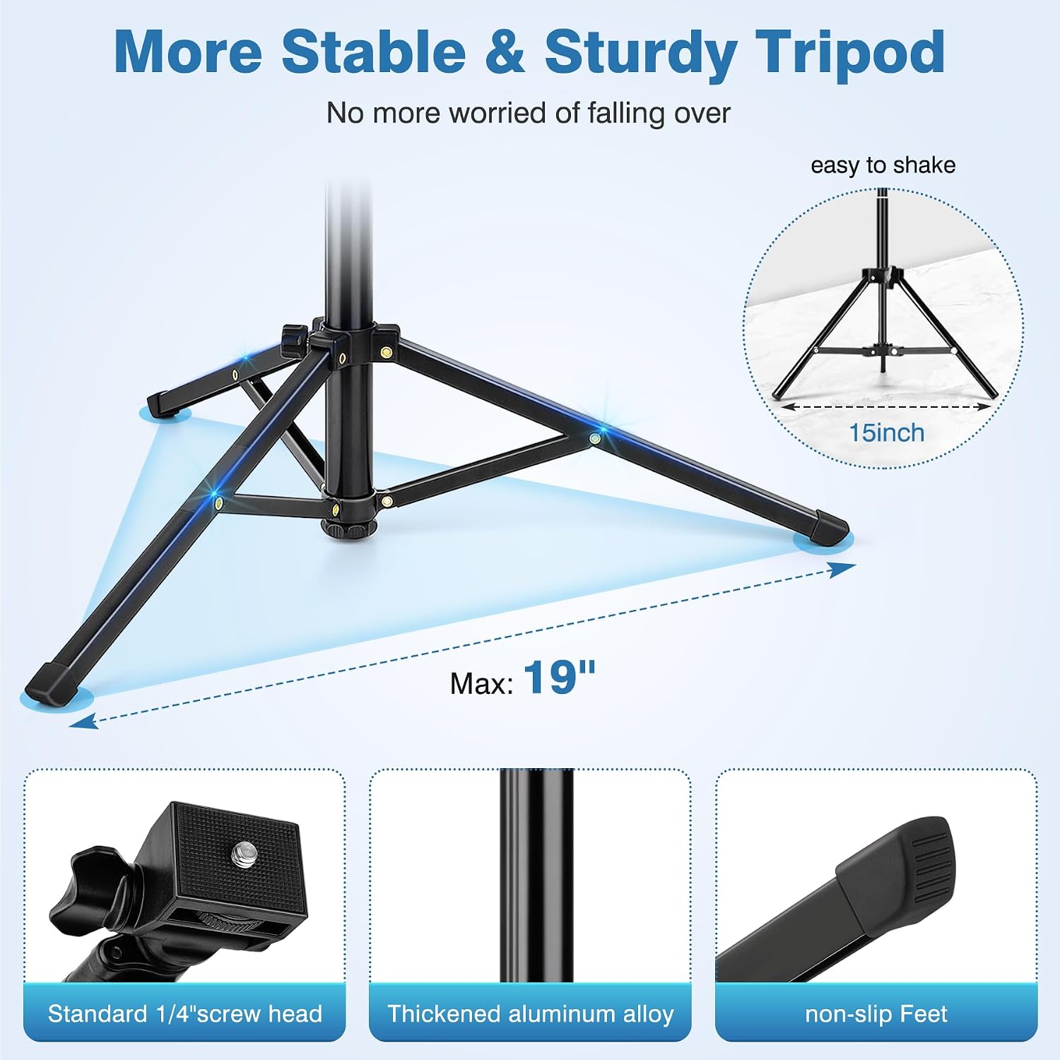 Detalle de Victiv Tripod 70-Inch Phone Tripod with Remote, Holder, and 2-in-1 Design