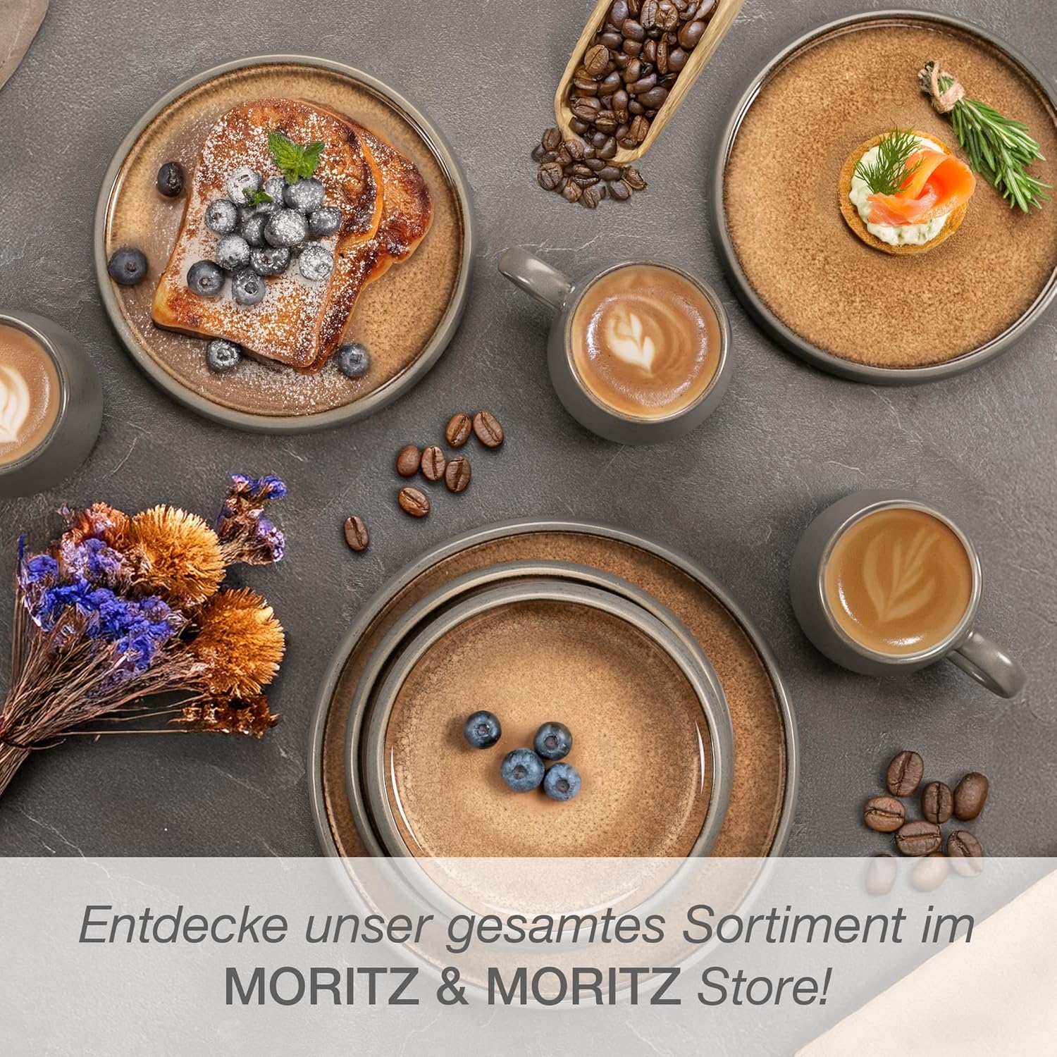 Thumbnail 6 de Moritz & Moritz SOLID 6er Tassen-Set Grau/Beige (Steinzeug) – 400 ml, mikrowellen- & spülmaschinenfest