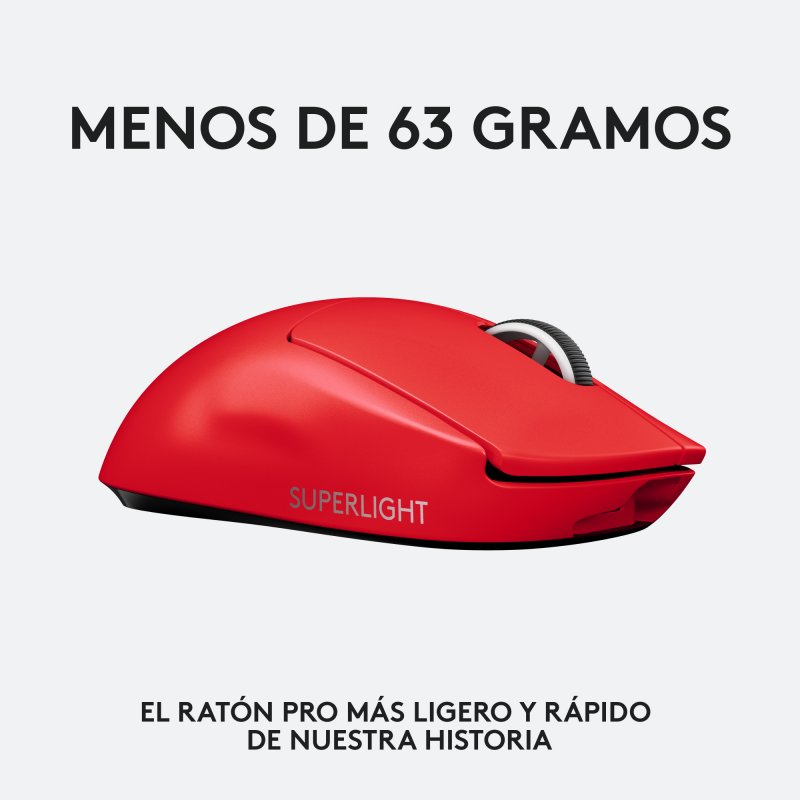 Detalle 2 de Logitech Pro X Superlight 25600 DPI — Ratón gaming rojo