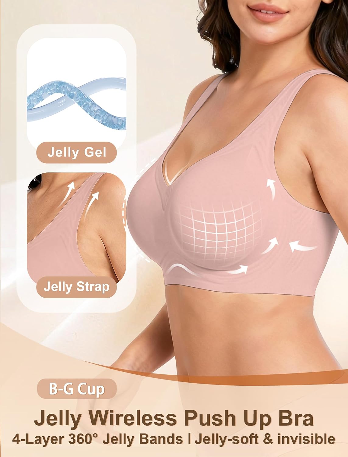 Detalle de Soft Intention Jelly Wireless Bra (Seamless Push-Up, Full Coverage) — Regular & Plus Size