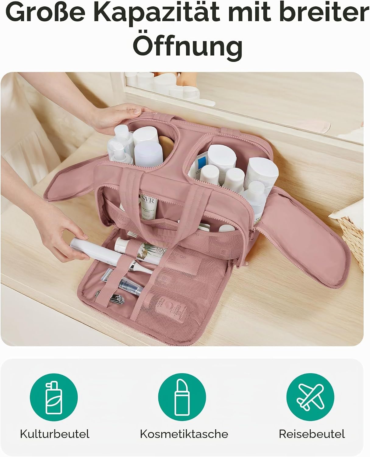 Thumbnail 1 de BAGSMART Reise Kulturbeutel – Große, weit zu öffnende Kosmetiktasche für Damen