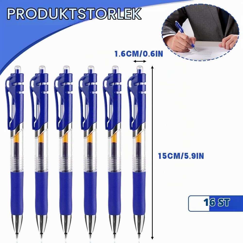 Detalle 2 de OFFCUP Rollerball 0,5 mm gelpennor, blå, infällbara, 16-pack