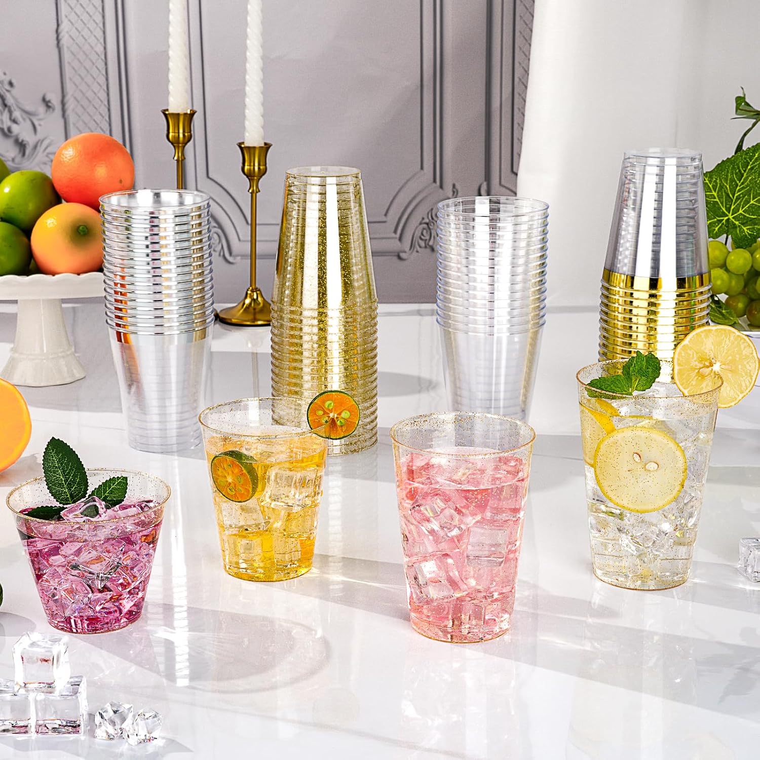 Thumbnail 5 de Goodluck 12 oz Gold Glitter Plastic Cups (200 Count) — Disposable Party Cocktail Glasses