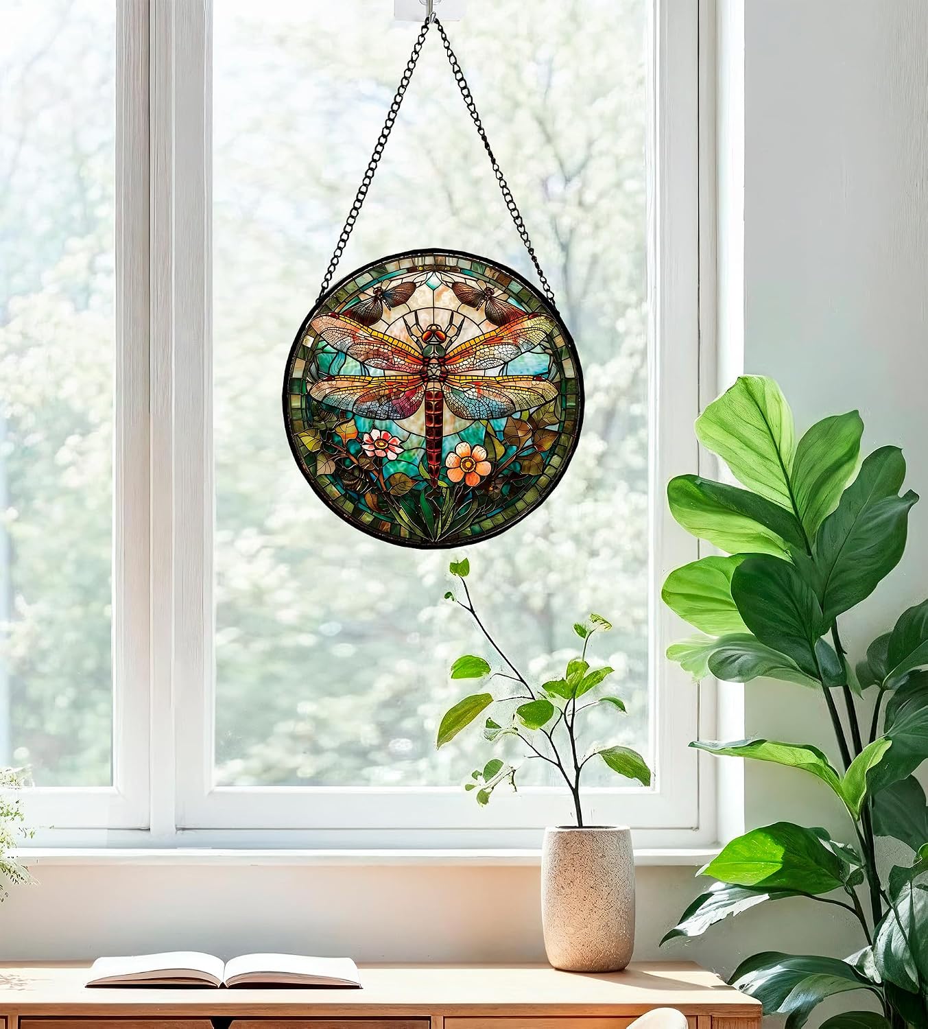 Detalle 1 de Dragonfly Stained Glass Suncatcher 7.8-Inch