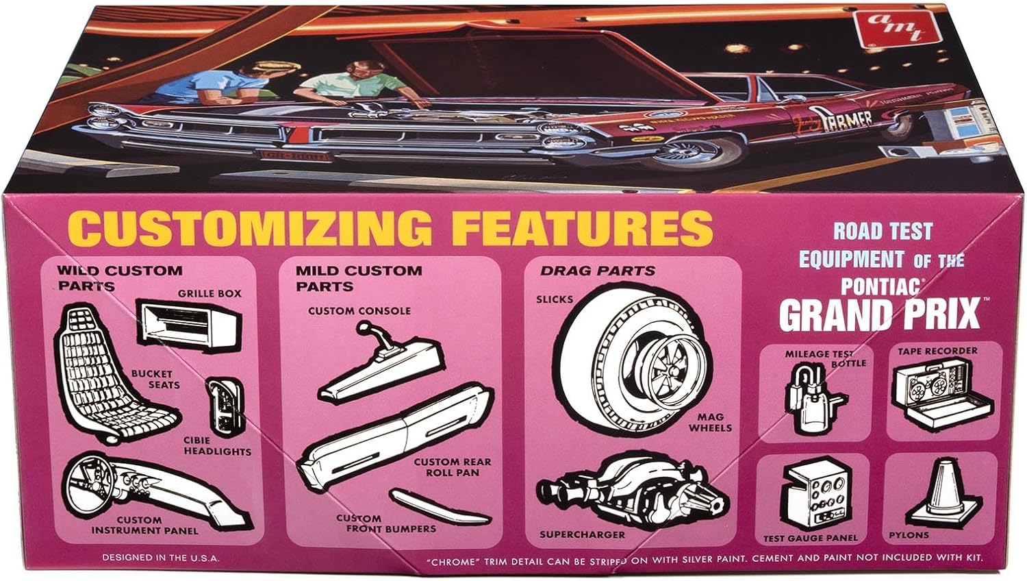 Detalle de AMT 1965 ポンティアック グランプリ ショーアンドゴー 1:25スケールモデルキット、4種の組み立て仕様