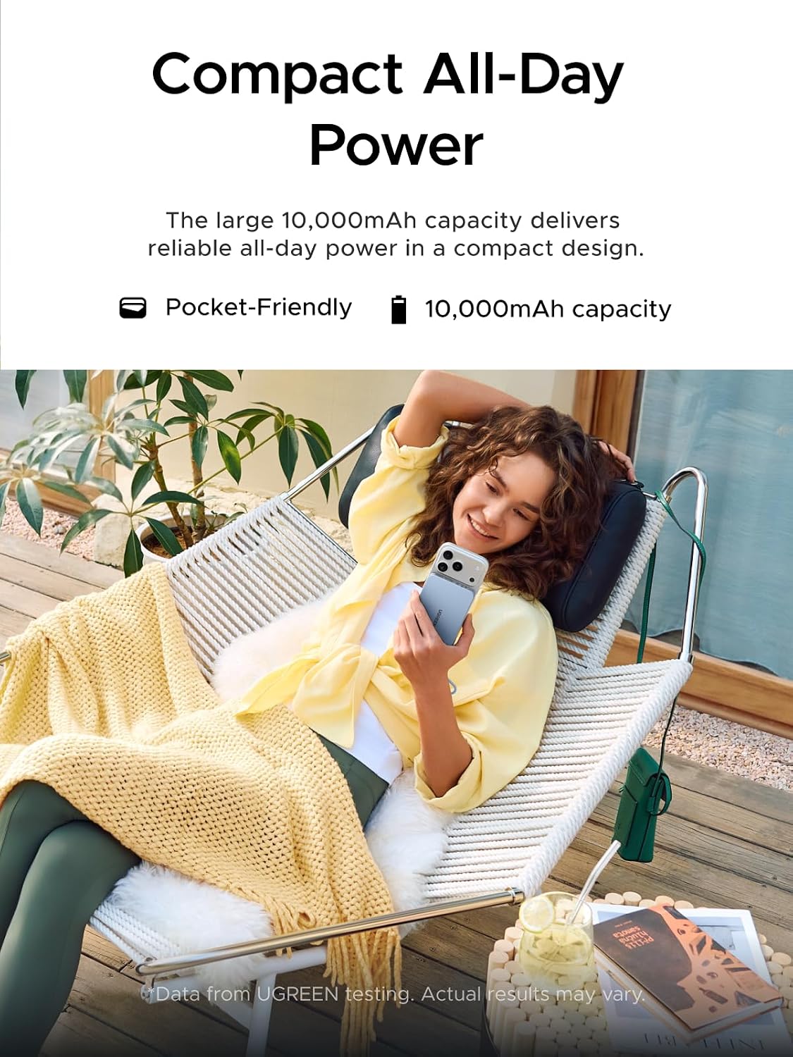 Detalle 1 de UGREEN MagFlow Air PB570 magnetische powerbank, 10.000 mAh, Qi2 15 W