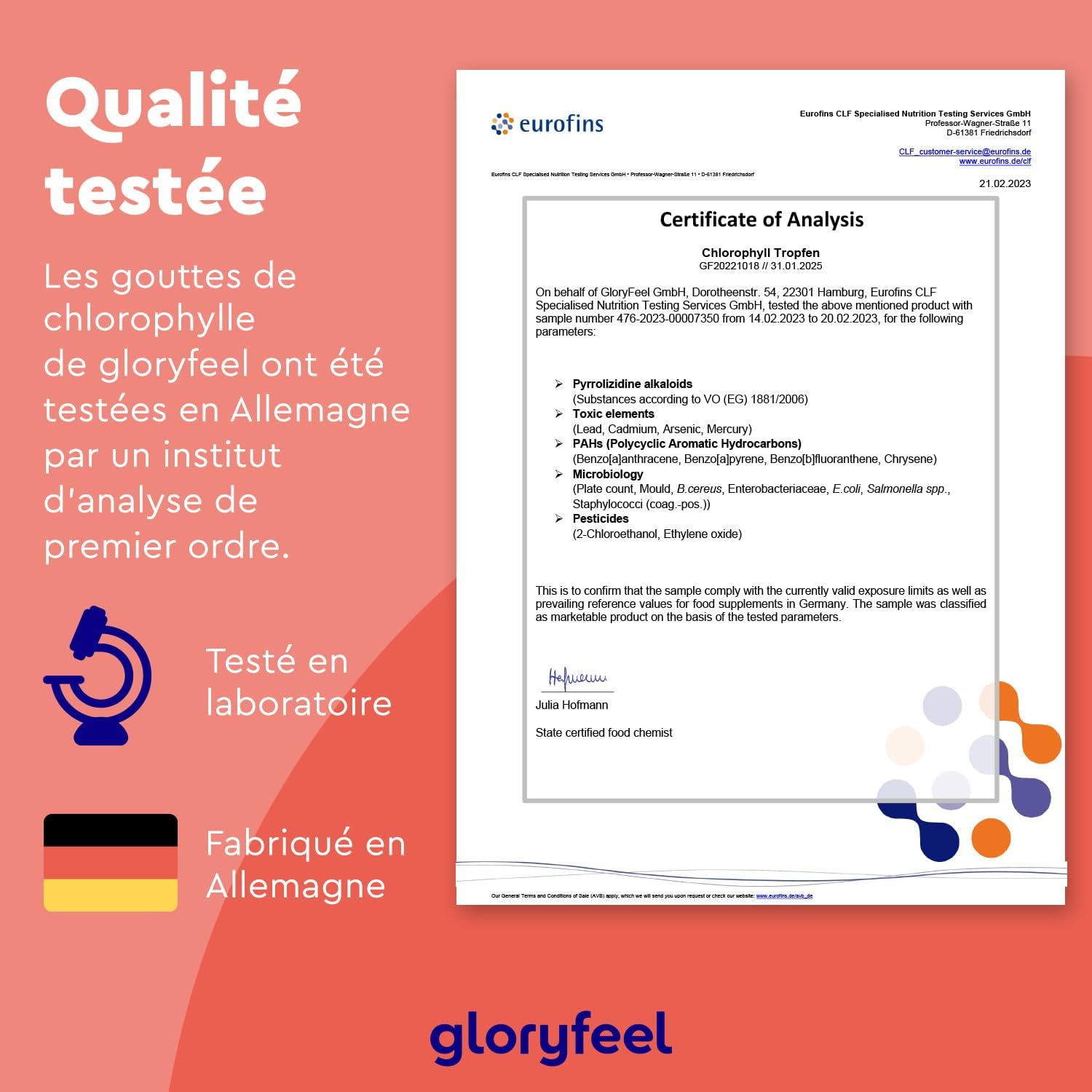Detalle de Chlorophylle Liquide de Luzerne 50 ml (1500 gouttes) – 200 mg par dose, vegan et sans alcool
