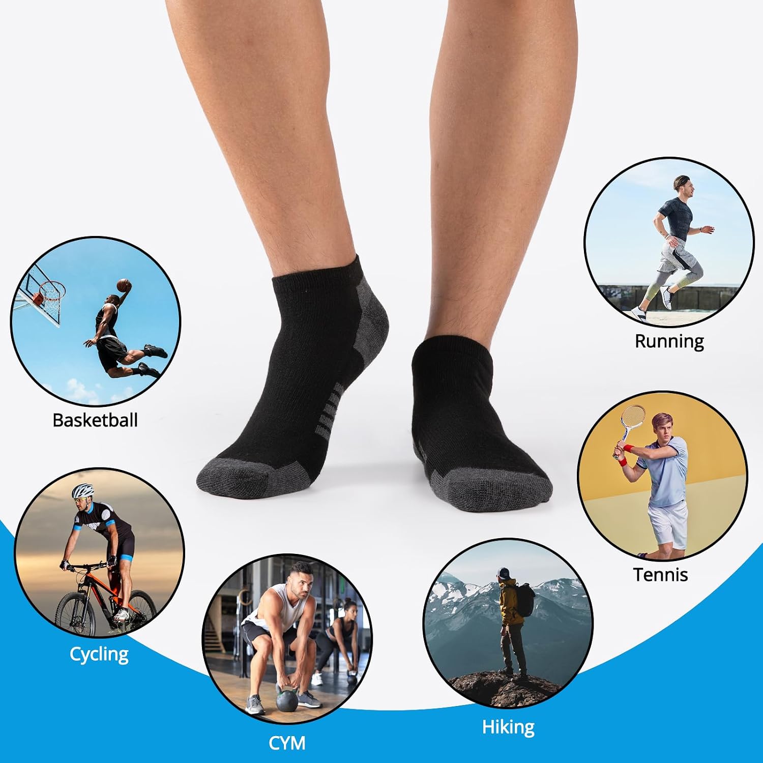 Thumbnail 5 de COOVAN 10 Pairs Mens Ankle Socks Low Cut Cushioned