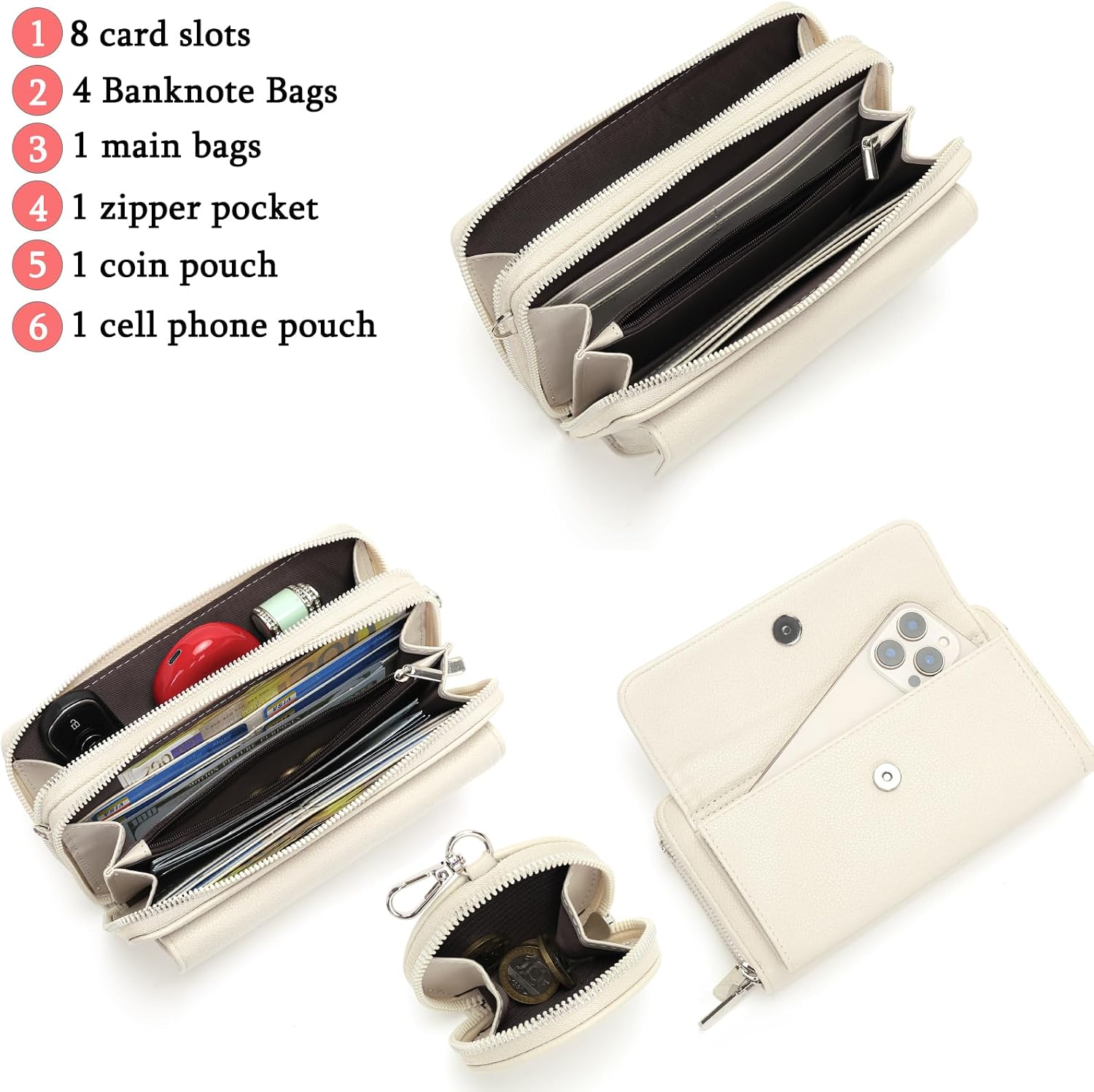 Detalle 2 de Snmoec Handytasche zum Umhängen – Kleine Damen Crossbody mit Kartensteckplatz