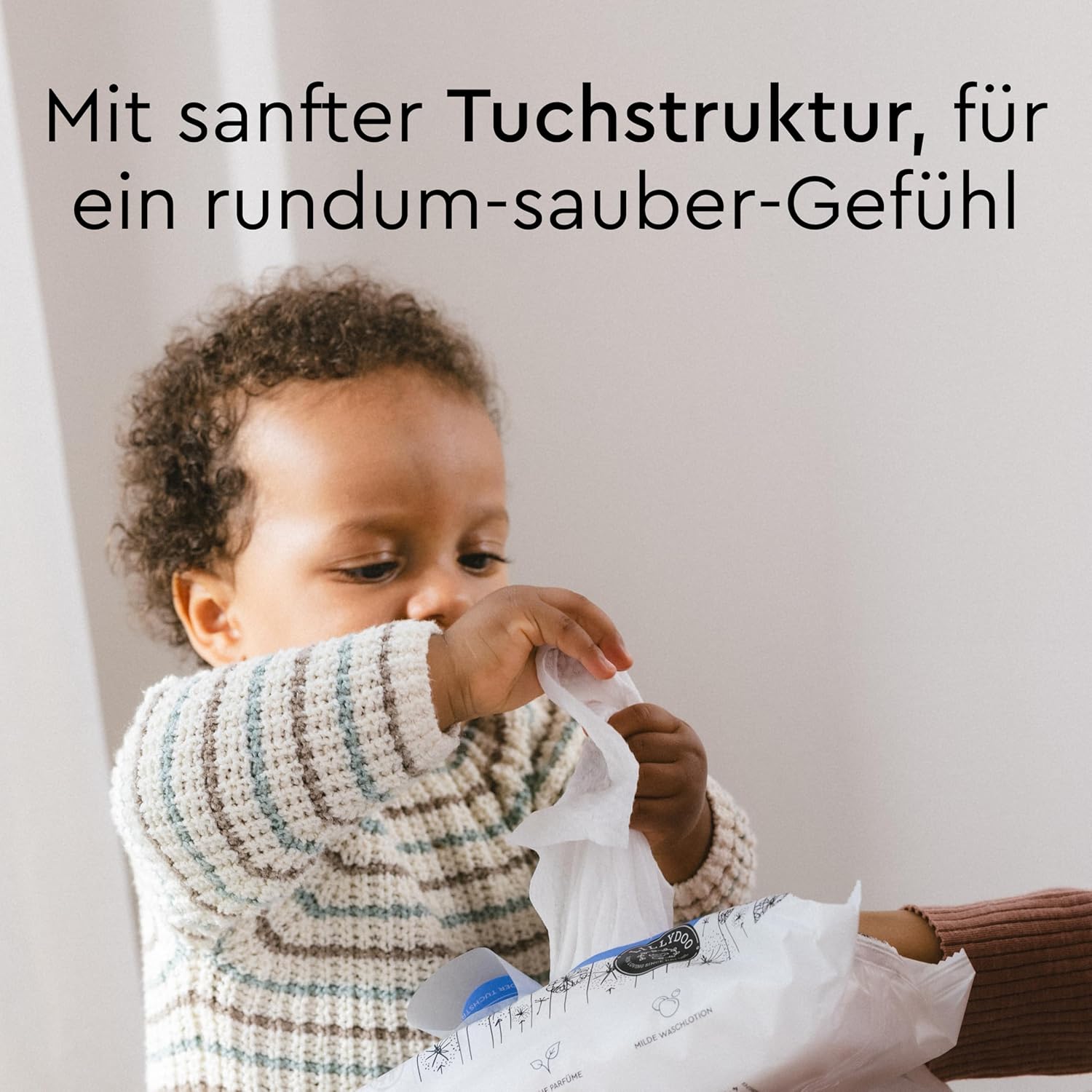 Detalle de LILLYDOO Feuchte Waschtücher 350 Stück (7 x 50) – 100% plastikfrei, extra großes Tuch, ohne Parfüme