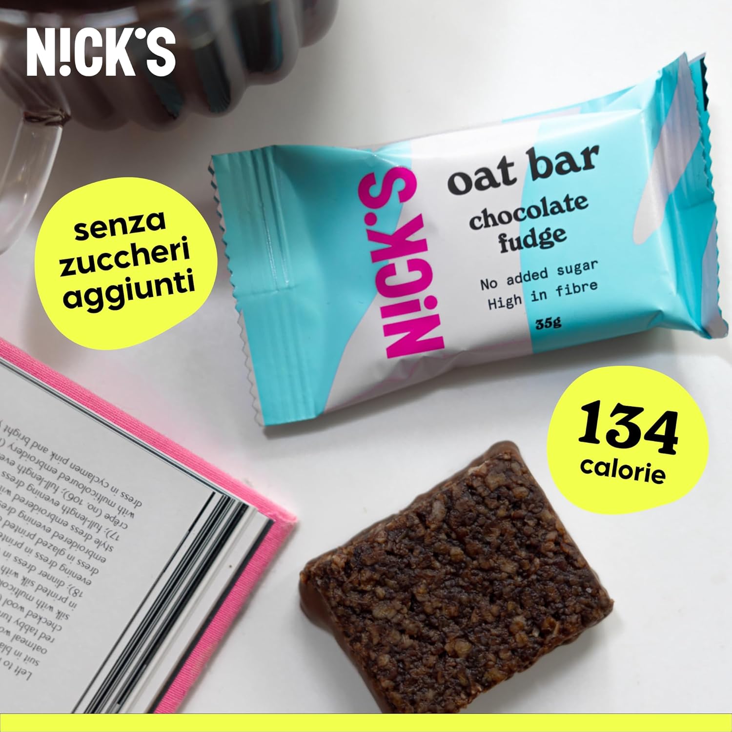 Thumbnail 2 de N!CK'S Barretta d’avena al cioccolato fondente “tradizionale” Flapjack (12x35 g), ricca di fibre e senza zuccheri aggiunti