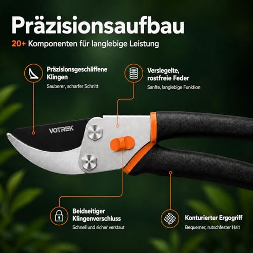 Thumbnail 5 de VOTREK VT-C800 Bypass-Gartenschere 21,5 cm – Profi-Rosenschere mit SK5-Klinge
