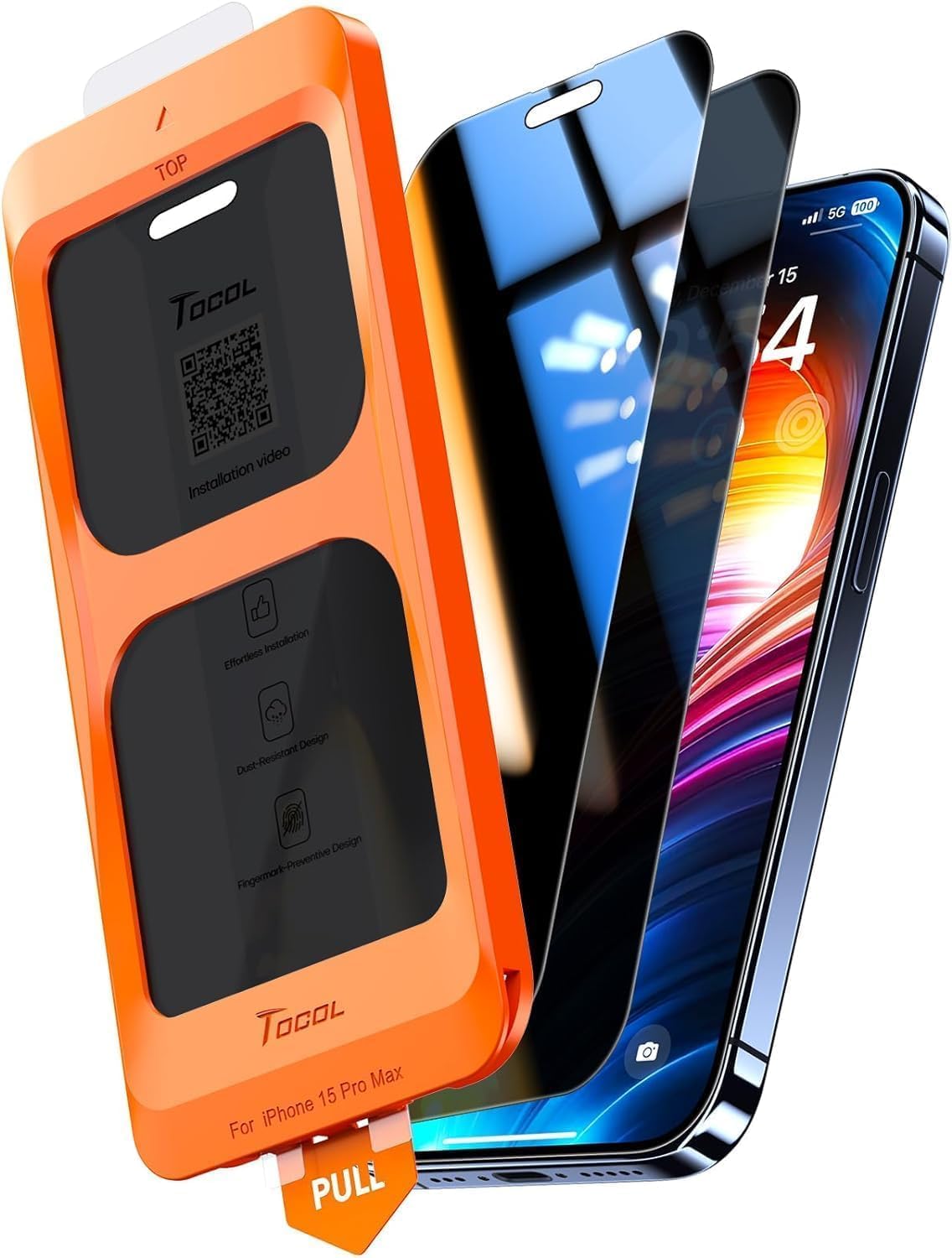 Detalle de TOCOL Privacy Pellicola per iPhone 15 Pro Max 6,7" 25°