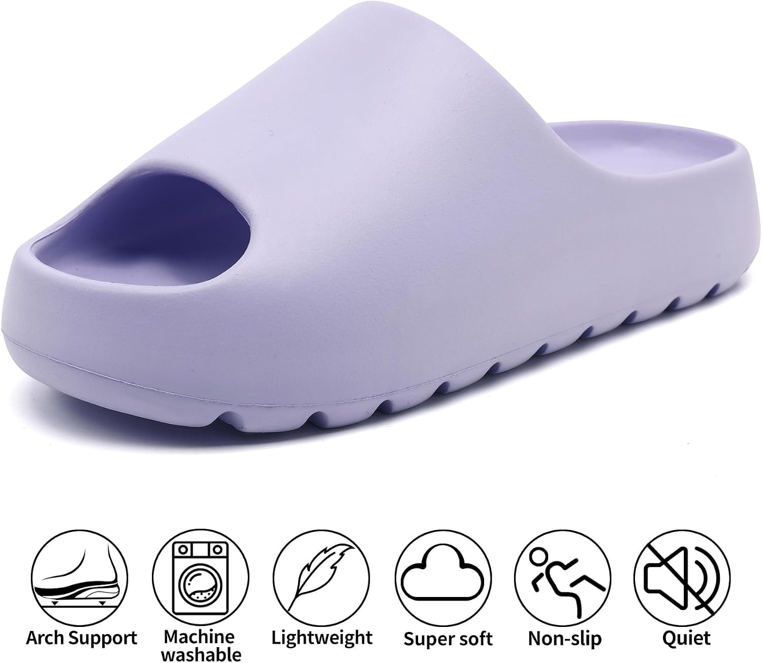 Detalle de Jaeynow Cloud Slides, EVA Open-Toe Shower Shoes with Thick Sole