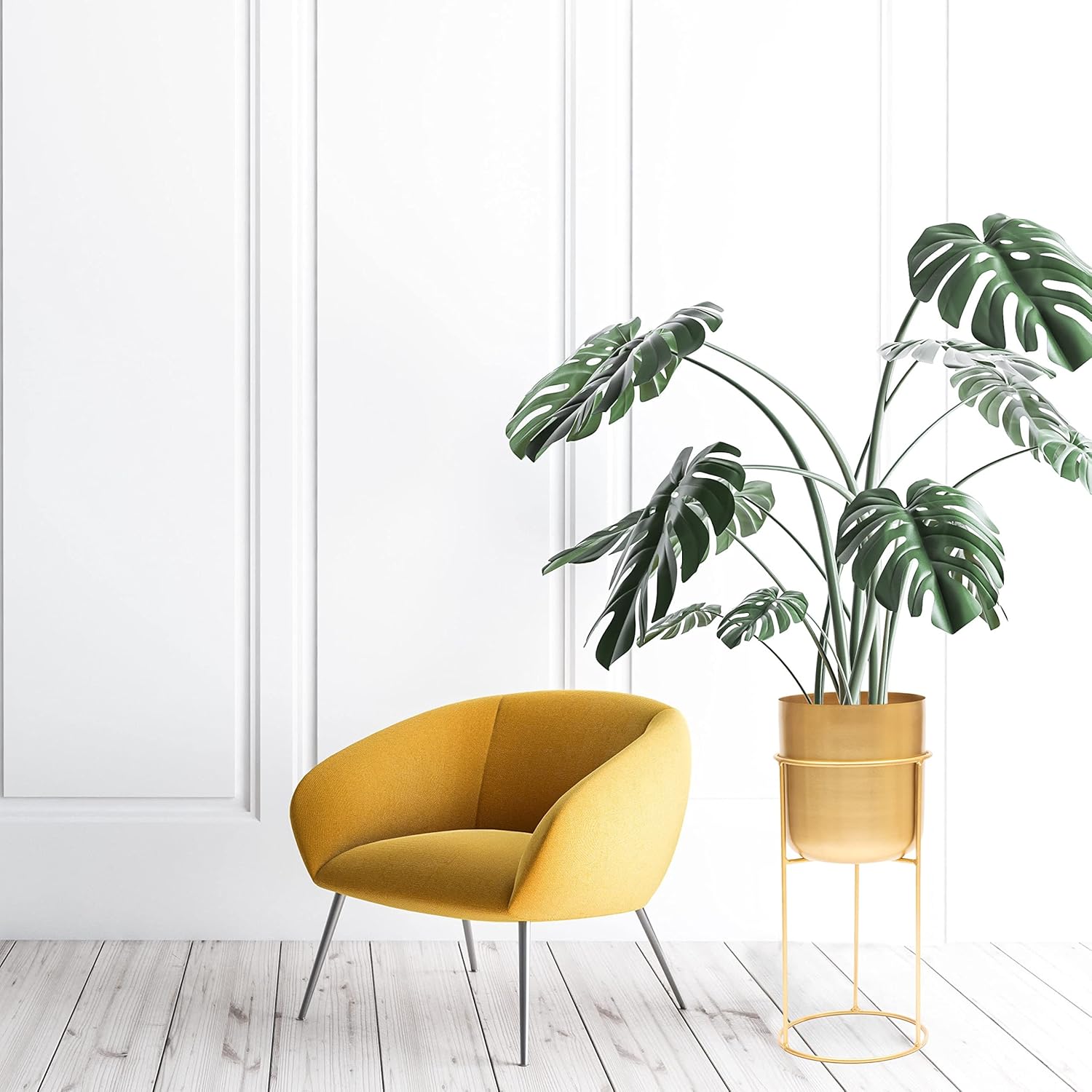 Thumbnail 2 de Olly & Rose Maceta de metal mate con soporte dorado