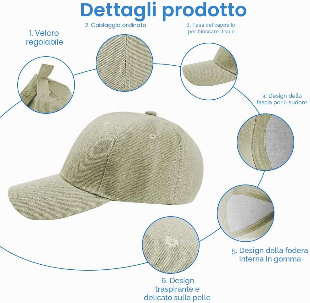 Detalle de Aomig Cappello da Baseball Unisex Regolabile con Visiera – Comfort e Versatilità per Outdoor
